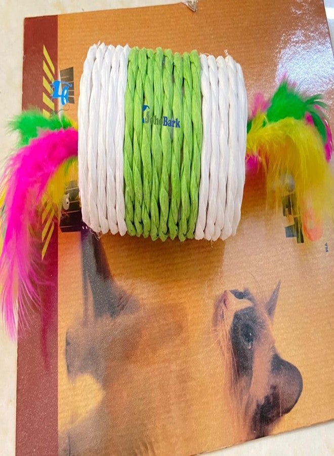 BohoBark Cat Scratch Wheel Sisal Candy Roller Cat Toy Molars Practicing Claws Colorful Feather Beaded Cat Toy for Pet Dogs Puppy Cat-1 Piece (Color May Vary) - Image 2